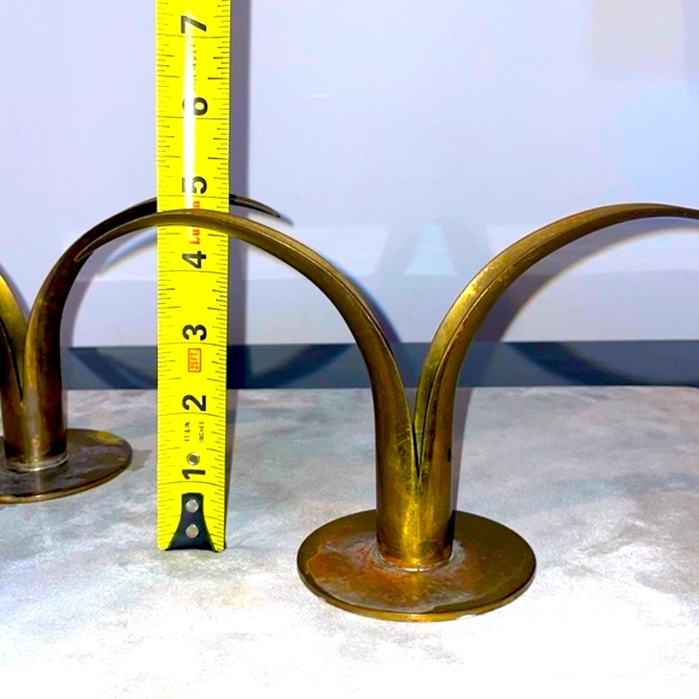 Ystad Metall Pair of Brass Bjork Liljan Candleholders Designed by Ivar Ahlenius - Picture 12 of 16